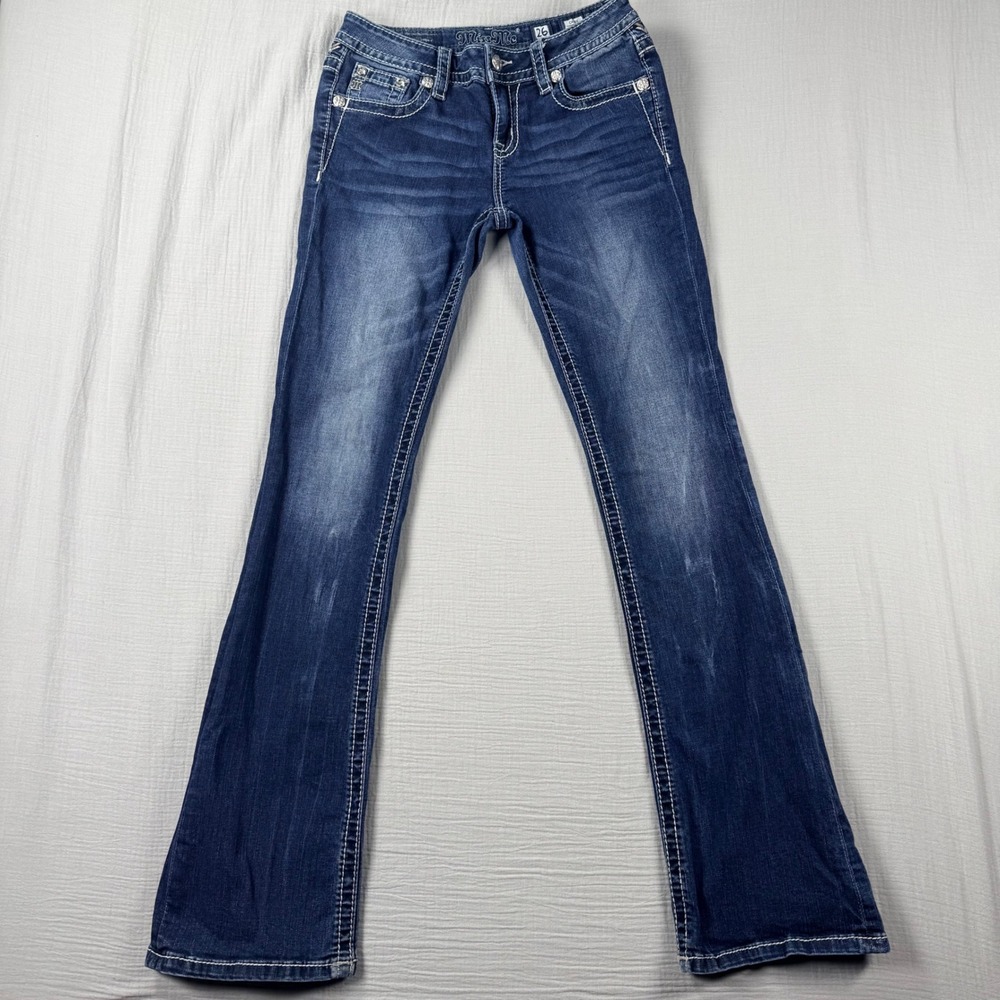 Miss Me Chloe Bootcut Jeans Size‎ 26 28x33 Dark Wash Embroidered Pocket Flap - Picture 2 of 9
